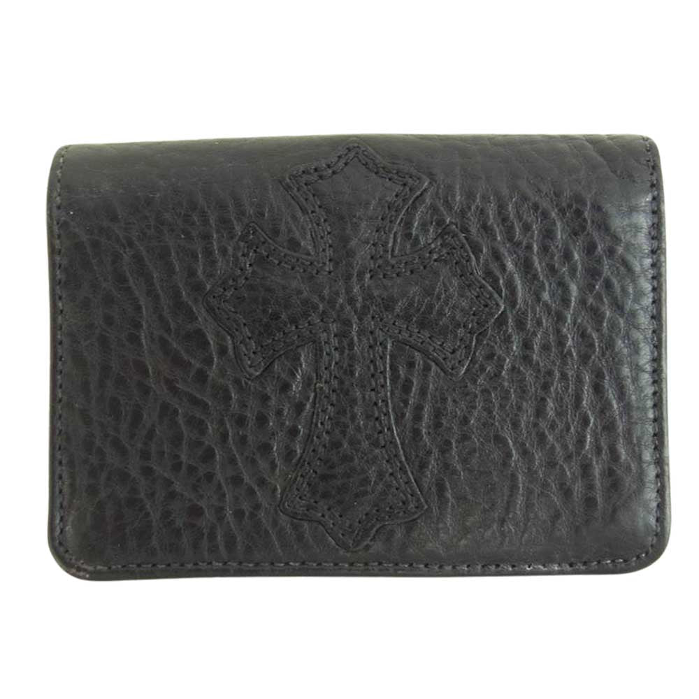 CHROME HEARTS クロムハーツ（原本無） クロスパッチ レザー カードケース ブラック系【中古】