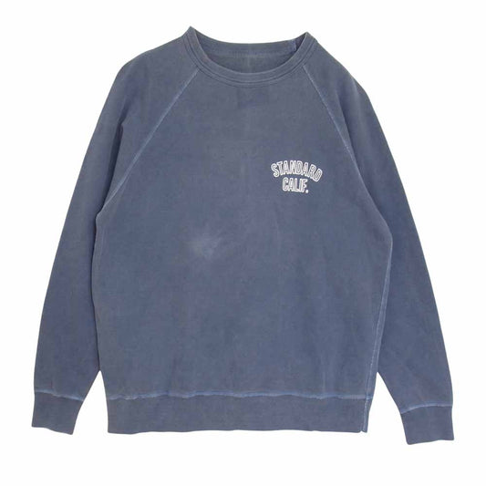 STANDARD CALIFORNIA スタンダードカリフォルニア 胸ロゴ ラグラン クルーネック スウェット ブルー系 S【中古】