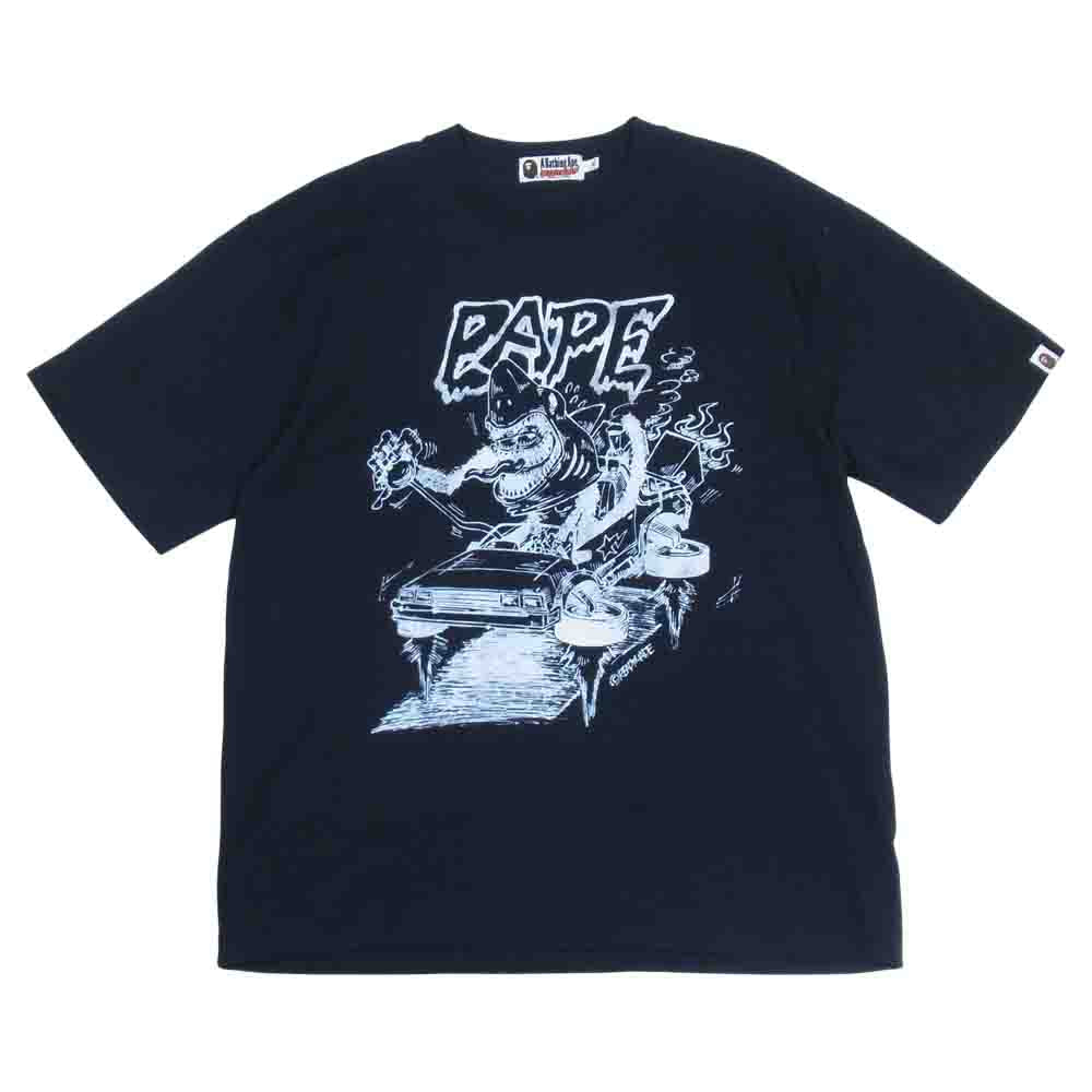 READY MADE レディメイド 001TEH231902X A BATHING APE Shark Wide Tee アベイシングエイプ シャーク ワイド Tシャツ ブラック系 XL【美品】【中古】