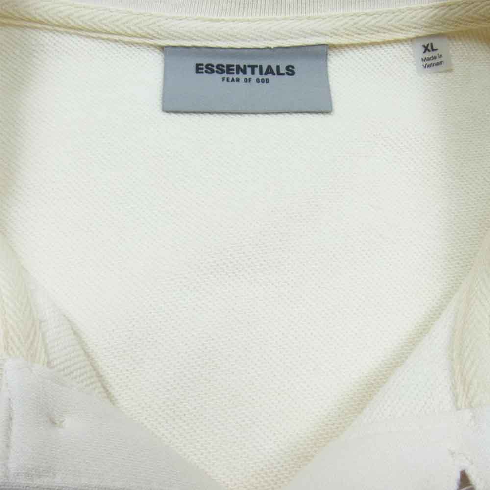 FEAR OF GOD フィアオブゴッド 21SS Essentials エッセンシャルズ LS Polo Shirt スウェット ポロ シャツ 長袖 ホワイト系 XL【美品】【中古】