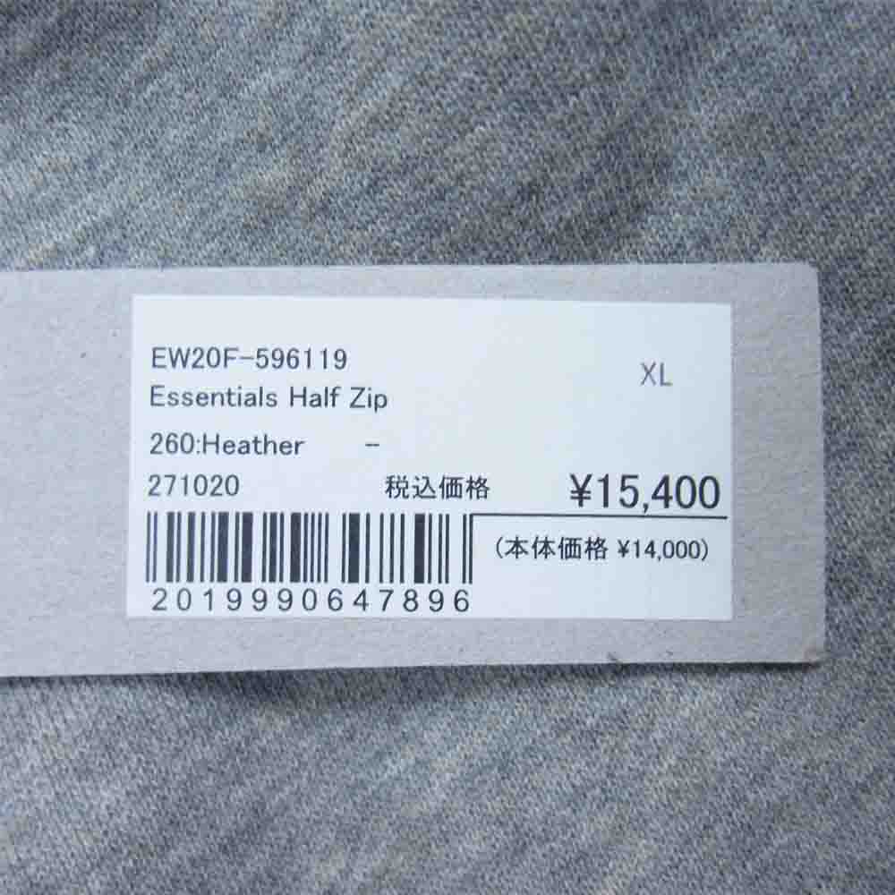 FEAR OF GOD フィアオブゴッド 20AW Essentials エッセンシャルズ Half Zip ハーフ ジップ スウェット グレー系 XL【美品】【中古】