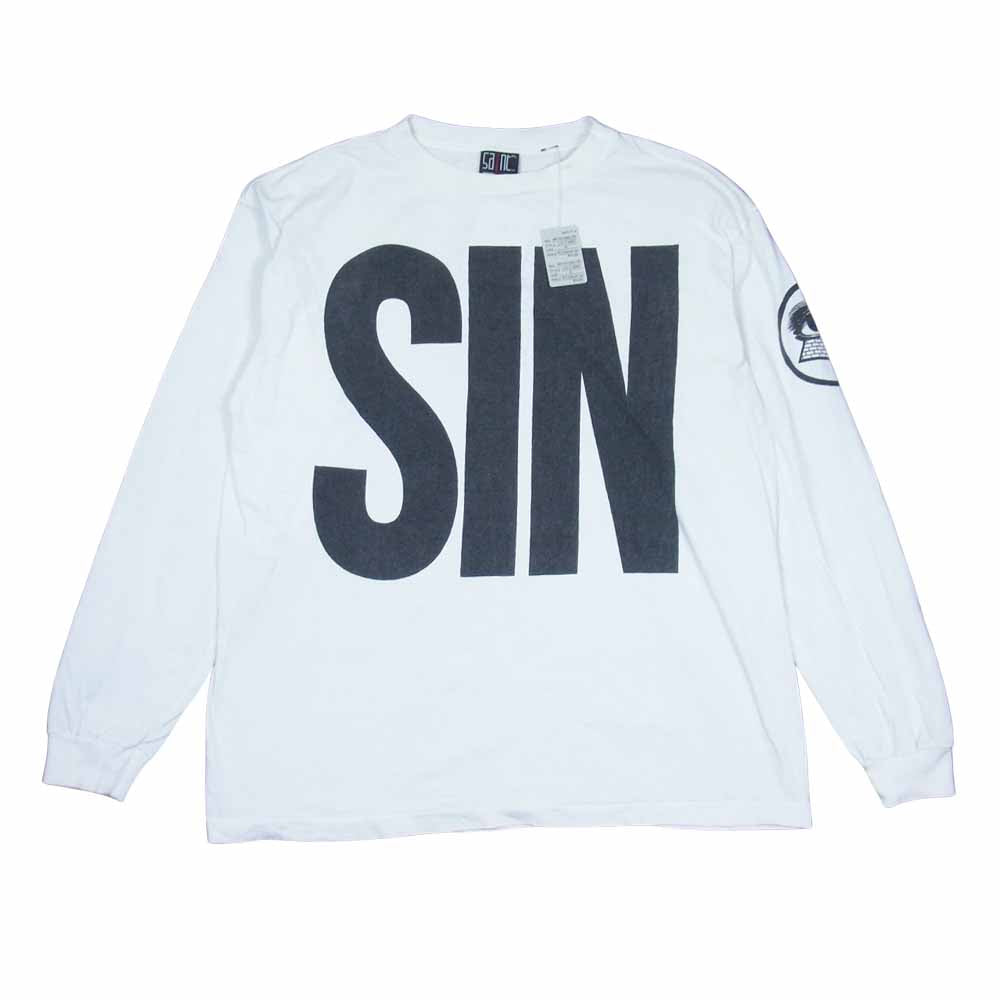 セントマイケル SM-A21-0000-015 SIN L/S T-SHIRT ヴィンテージ加工 長袖 Tシャツ ホワイト系 XL【美品】【中古】