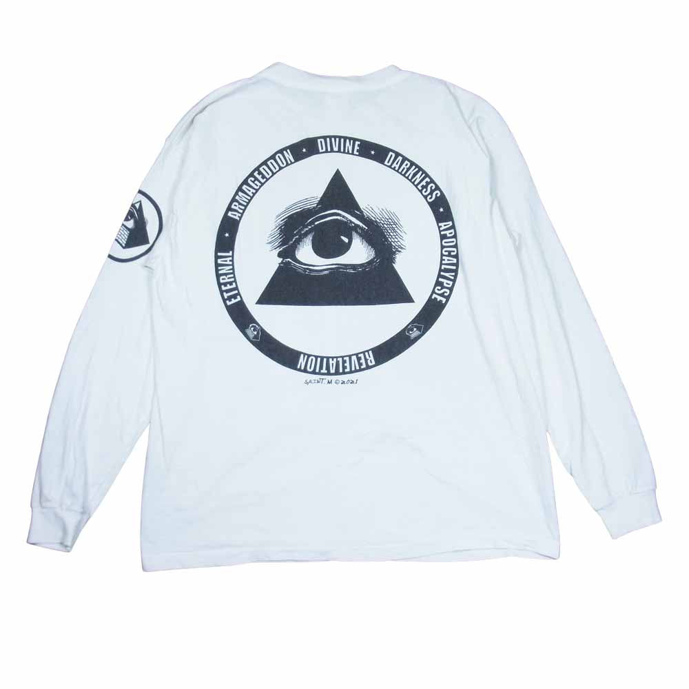 セントマイケル SM-A21-0000-015 SIN L/S T-SHIRT ヴィンテージ加工 長袖 Tシャツ ホワイト系 XL【美品】【中古】