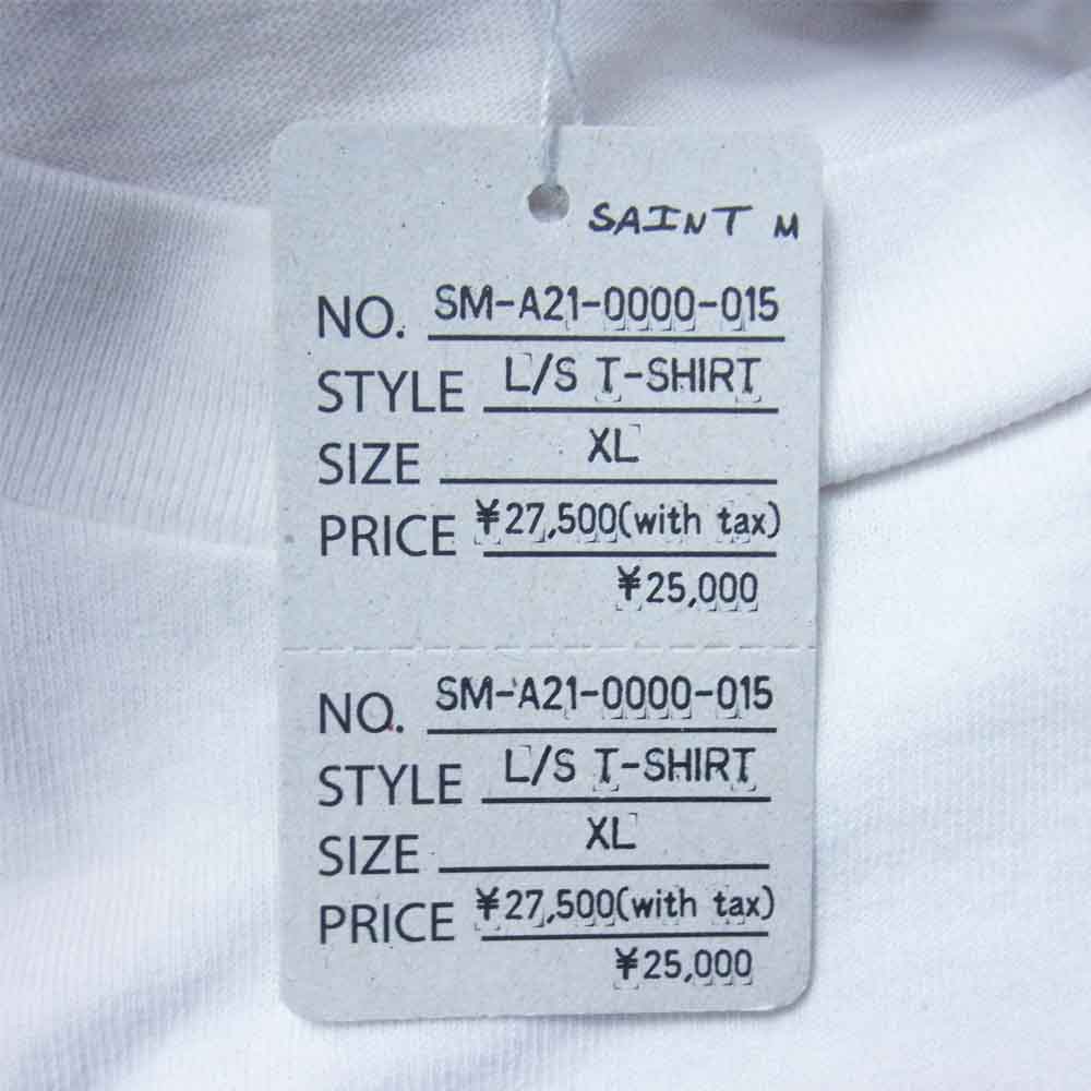 セントマイケル SM-A21-0000-015 SIN L/S T-SHIRT ヴィンテージ加工 長袖 Tシャツ ホワイト系 XL【美品】【中古】