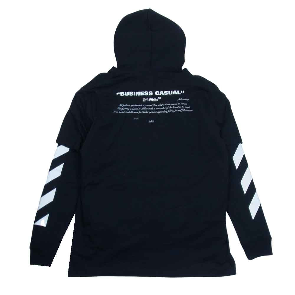 OFF-WHITE オフホワイト 18AW OMBB042F18192011 国内正規品 Diag Bernini L/S Tee w Hoodie レイヤード パーカー ブラック系 XL【中古】