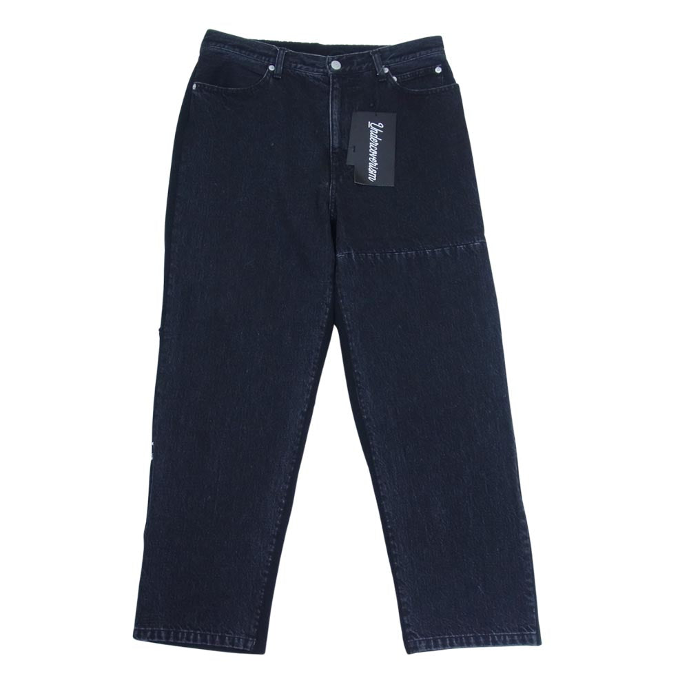 UNDERCOVER アンダーカバー 22SS UI1B4502 UNDERCOVERISM 後スウェット ドッキング デニム パンツ ブラック系 5【美品】【中古】