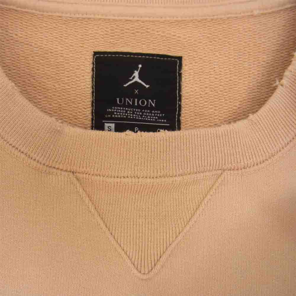 NIKE ナイキ 22SS Jordan × UNION ジョーダン ユニオン 加工 クルーネック スウェット ベージュ系 S【新古品】【未使用】【中古】