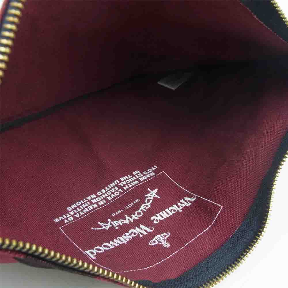Vivienne Westwood ヴィヴィアンウエストウッド ANGLOMANIA RB2132-F TOO FAST TO LIVE ZIPPOUCH アングロマニア クラッチ バッグ ワインレッド系 ブラック系【美品】【中古】