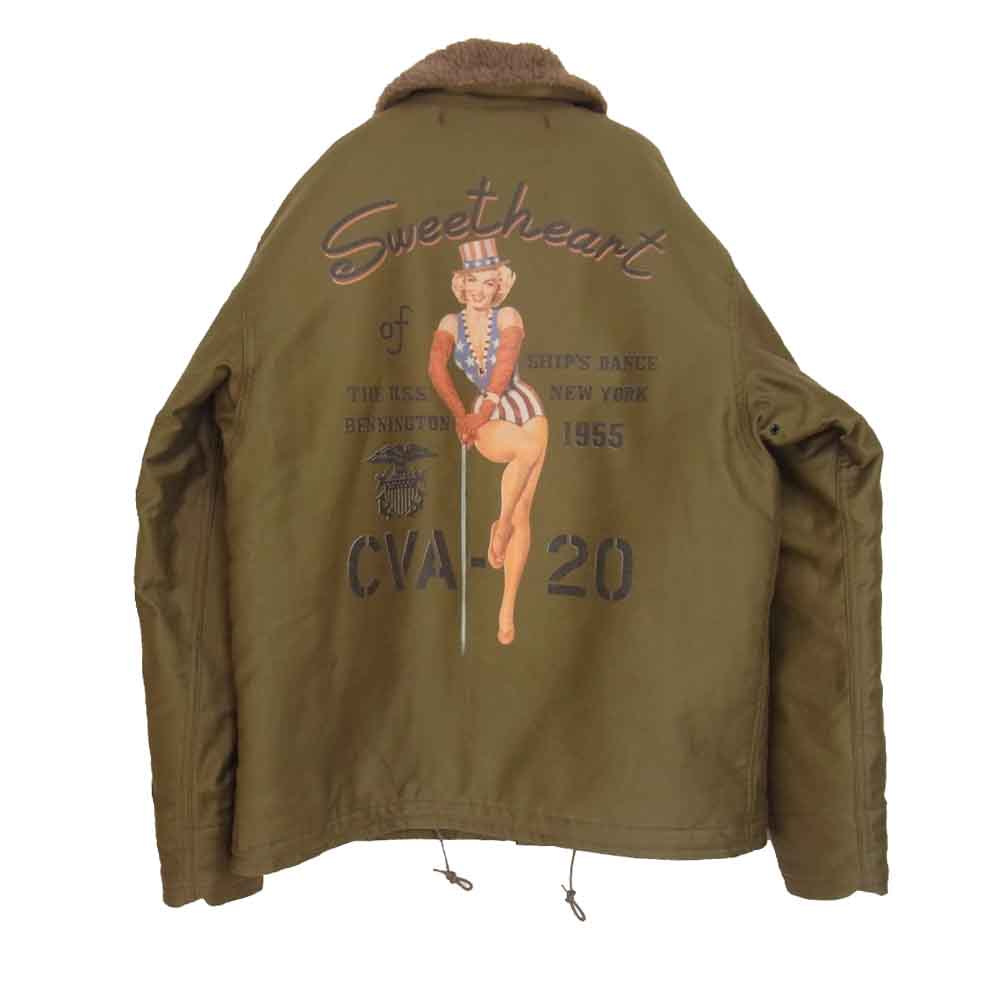 TOY'S McCOY トイズマッコイ TMJ2029 N-1 デッキ ジャケット MARILYN MONROE マリリンモンロー U.S.S. BENNINGTON ミリタリー ジャケット カーキ系 40【新古品】【未使用】【中古】
