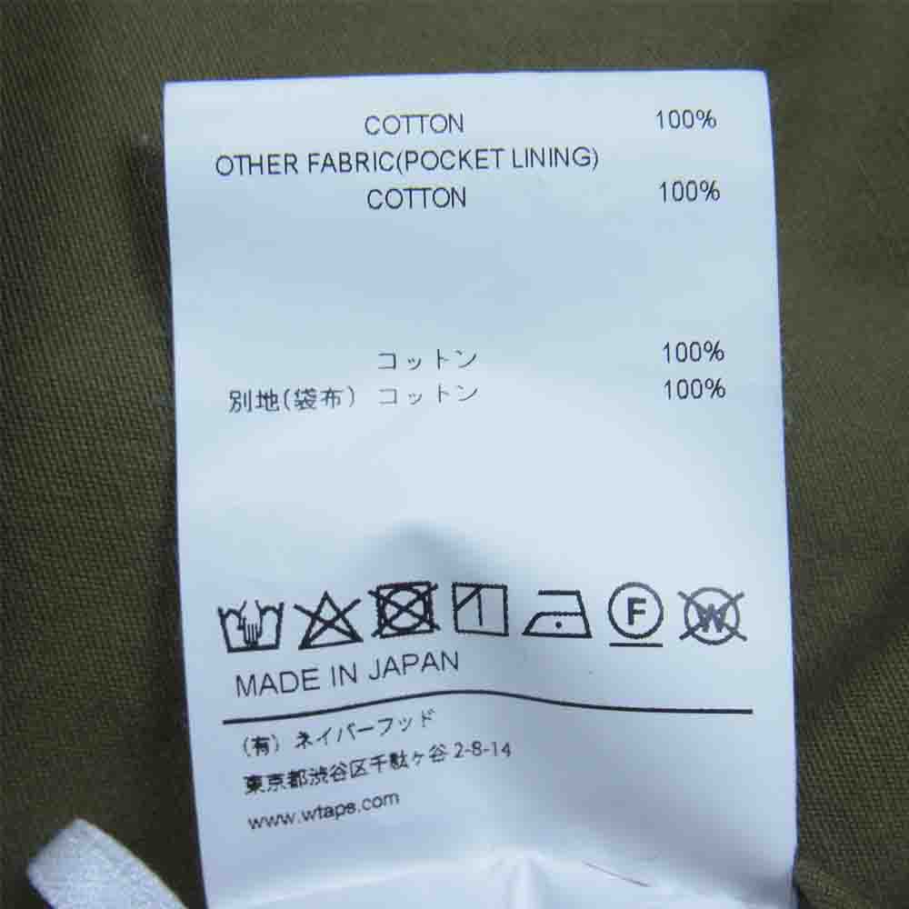 WTAPS ダブルタップス 20AW 202WVDT-SHM02 SCOUT LS COTTON WEATHER スカウト シャツ カーキ系 3【中古】