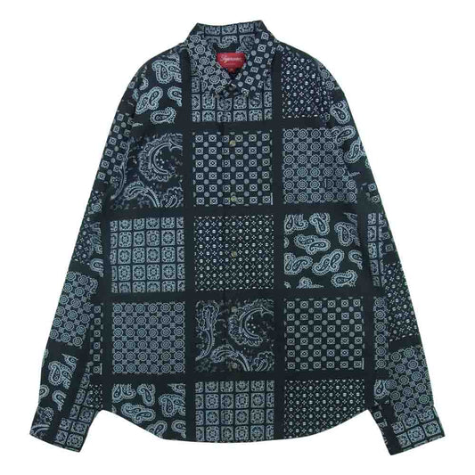 Supreme シュプリーム 20SS Paisley Grid Shirt ペイズリー グリッド 長袖 シャツ ブラック系 M【新古品】【未使用】【中古】