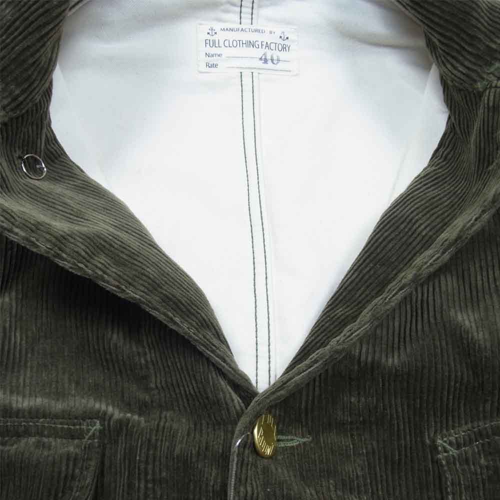 FULLCOUNT フルカウント 2955 CORDUROY COVERALL JACKET 8 ウェール コーデュロイ カバーオール ジャケット モスグリーン系 40【中古】
