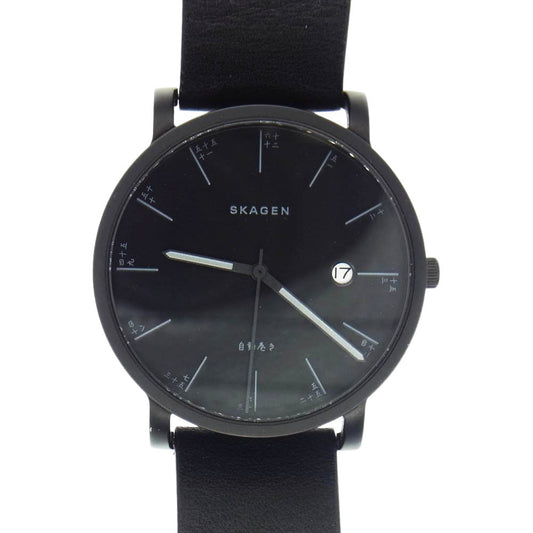 SKAGEN スカーゲン  skw6502 HAGEN ハーゲン 自動巻き 漢数字 裏スケルトン ブラック レザー ウォッチ 時計 ブラック系【中古】