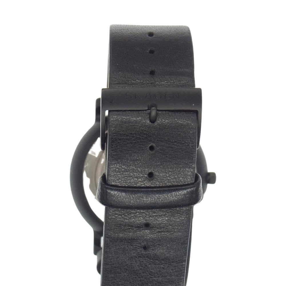 SKAGEN スカーゲン  skw6502 HAGEN ハーゲン 自動巻き 漢数字 裏スケルトン ブラック レザー ウォッチ 時計 ブラック系【中古】