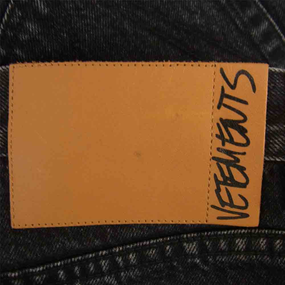 VETEMENTS ヴェトモン 20SS SS20PA327 ロゴ刺繍 ボタンフライ ブラック デニム パンツ ブラック系 S【中古】