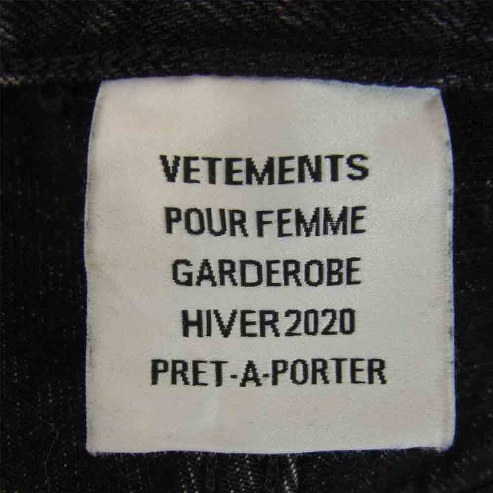 VETEMENTS ヴェトモン 20SS SS20PA327 ロゴ刺繍 ボタンフライ ブラック デニム パンツ ブラック系 S【中古】