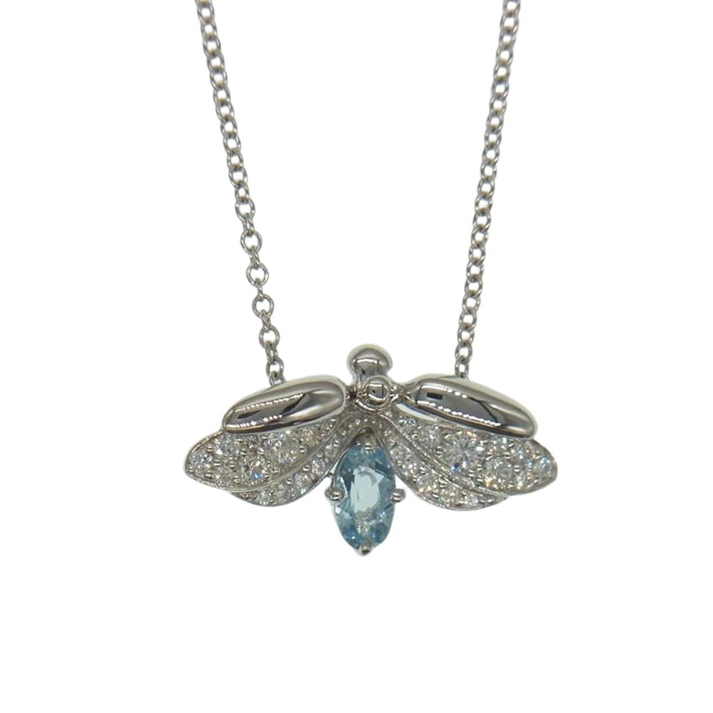 TIFFANY&Co. ティファニー ペーパーフラワー ファイヤーフライ アクアマリン ダイヤモンド Pt950 プラチナ ペンダント シルバー系【極上美品】【中古】