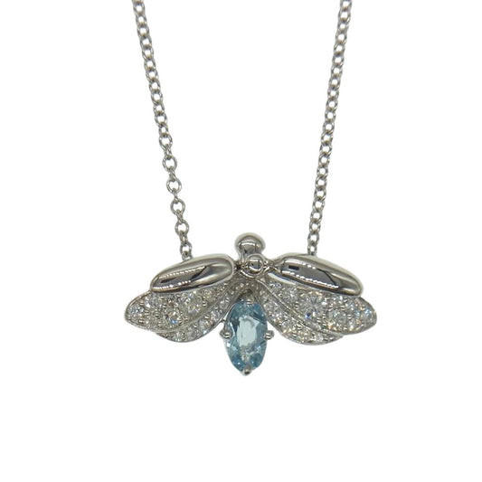 TIFFANY&Co. ティファニー ペーパーフラワー ファイヤーフライ アクアマリン ダイヤモンド Pt950 プラチナ ペンダント シルバー系【極上美品】【中古】