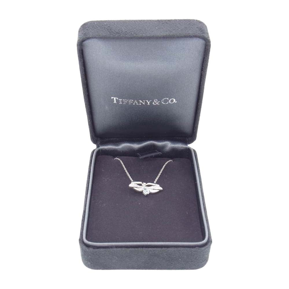 TIFFANY&Co. ティファニー ペーパーフラワー ファイヤーフライ アクアマリン ダイヤモンド Pt950 プラチナ ペンダント シルバー系【極上美品】【中古】