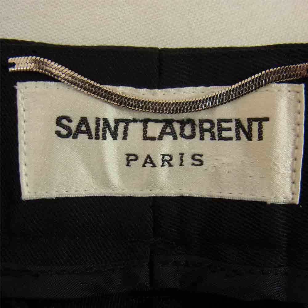 SAINT LAURENT サンローラン 460705 Y683K ケリングジャパンタグ Classic Slim Gabardine Wool Trousers スリム ウールギャバジン スラックス ブラック系 46【美品】【中古】