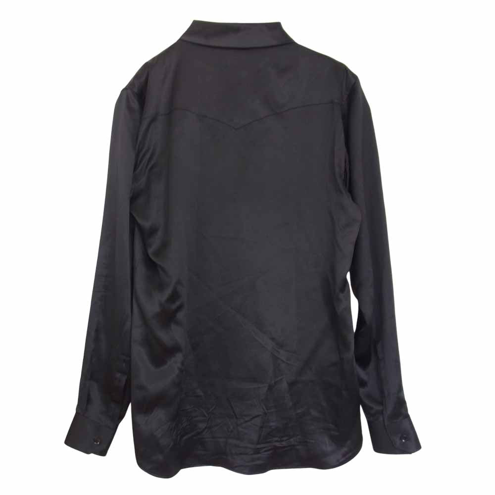 SAINT LAURENT サンローラン 16AW 437582 Y069N エディ期 シルク100％ リボンタイカラー 長袖 シャツ ブラック系 39【中古】