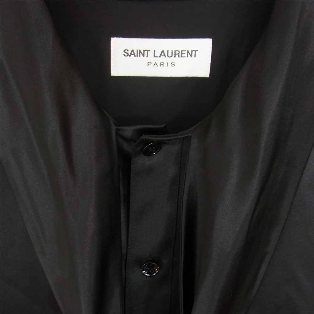 SAINT LAURENT サンローラン 16AW 437582 Y069N エディ期 シルク100％ リボンタイカラー 長袖 シャツ ブラック系 39【中古】