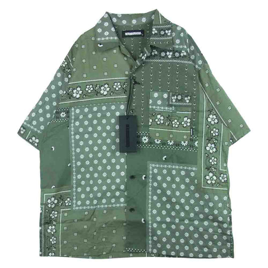 NEIGHBORHOOD ネイバーフッド 22SS 221TSNH-SHM05 BANDANA CHOPPED / C-SHIRT SS バンダナ オープンカラー 半袖 シャツ カーキ系 XL【極上美品】【中古】