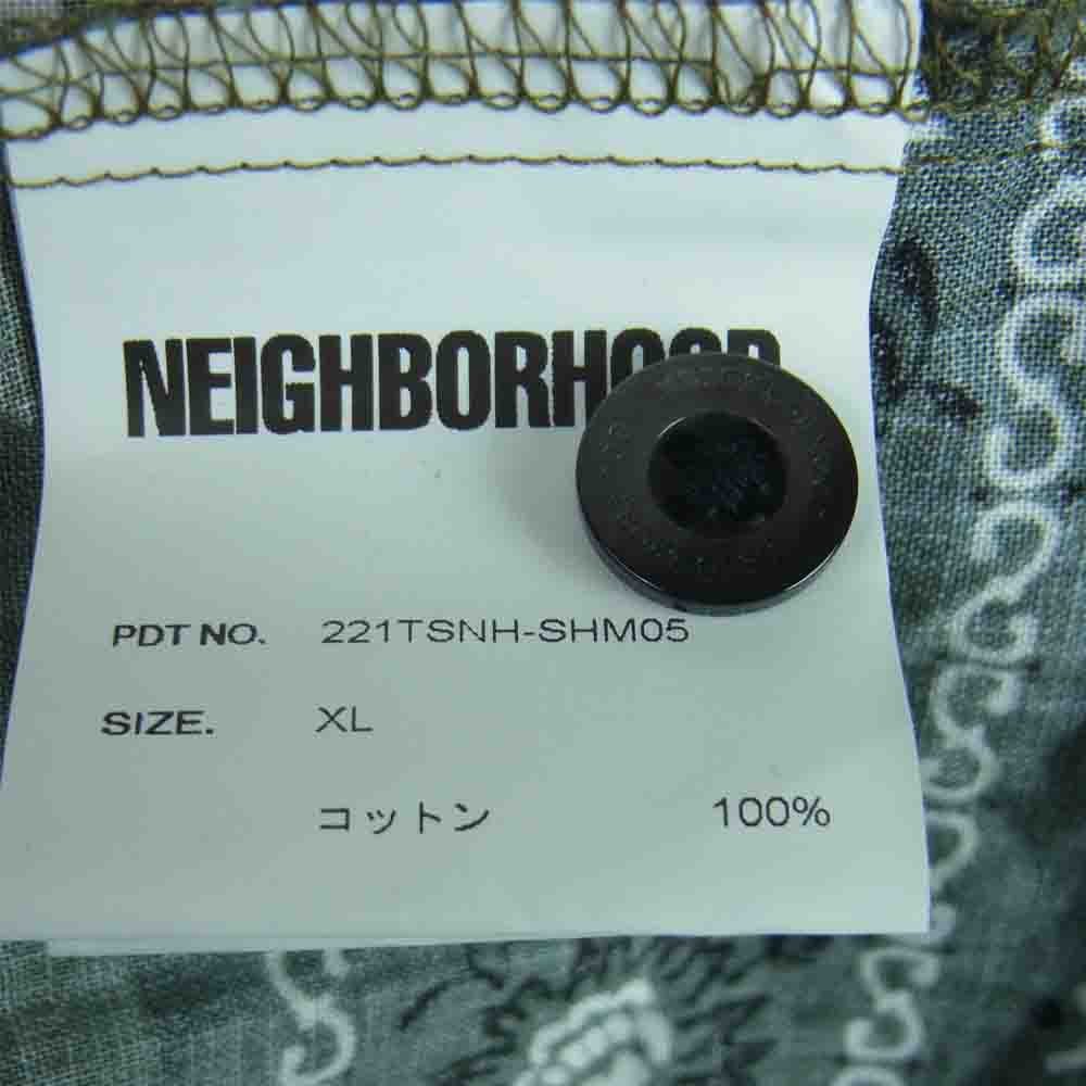 NEIGHBORHOOD ネイバーフッド 22SS 221TSNH-SHM05 BANDANA CHOPPED / C-SHIRT SS バンダナ オープンカラー 半袖 シャツ カーキ系 XL【極上美品】【中古】