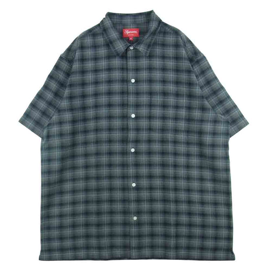 Supreme シュプリーム 22SS Plaid S/S Shirt コットン ポプリン 半袖 チェック シャツ グレー系 XL【極上美品】【中古】
