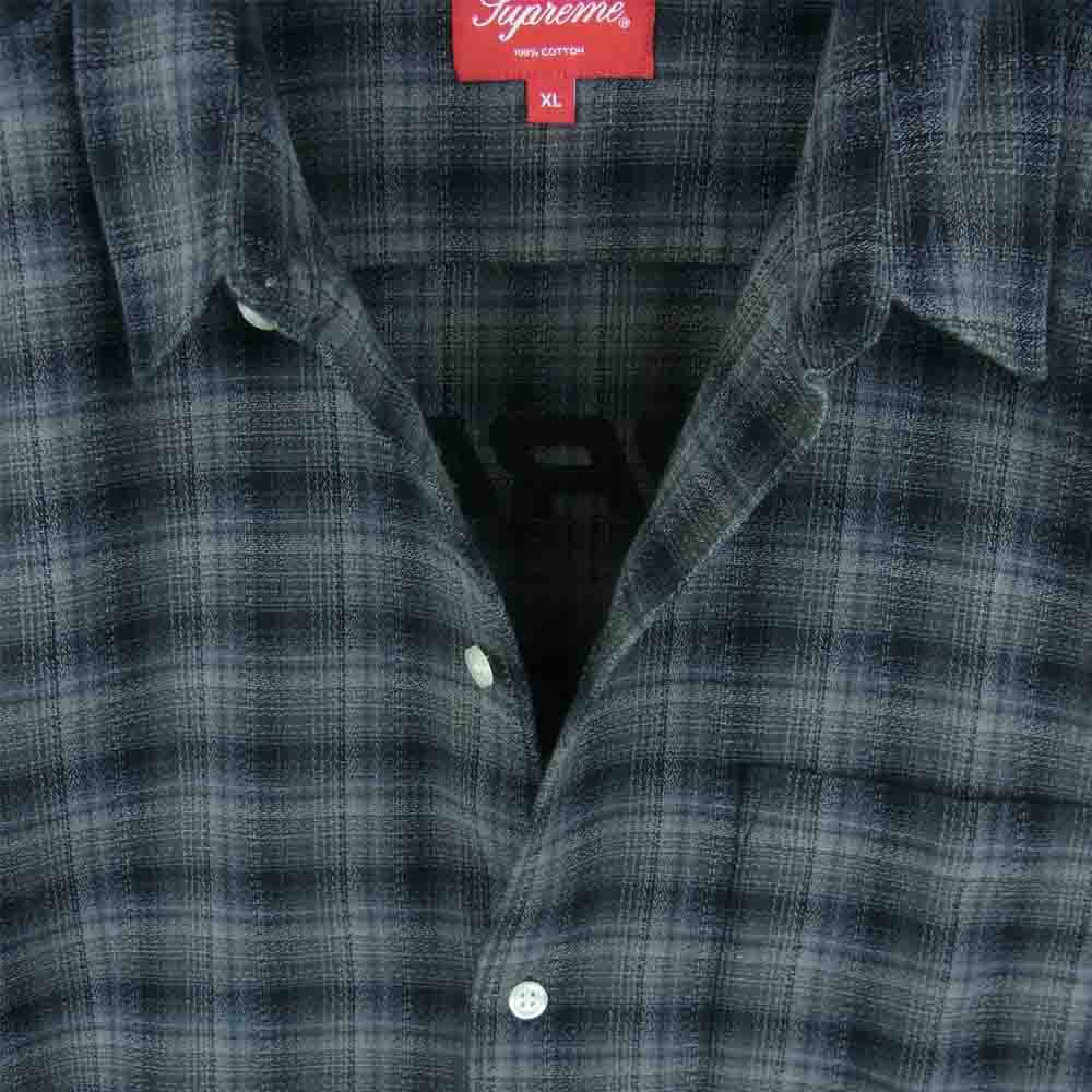 Supreme シュプリーム 22SS Plaid S/S Shirt コットン ポプリン 半袖 チェック シャツ グレー系 XL【極上美品】【中古】