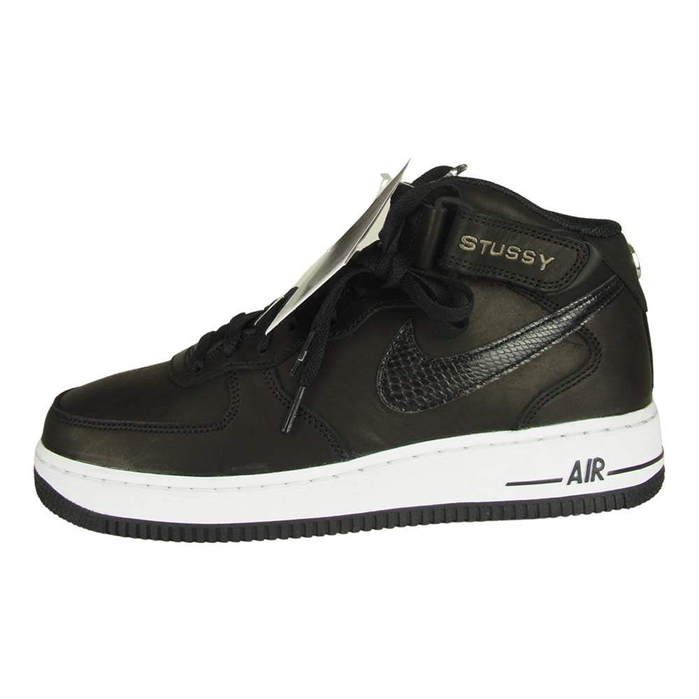 NIKE ナイキ DJ7840-001 Stussy AIR FORCE 1 Mid Black Black ステューシー エアフォース ワン ミッド ブラック系 26cm 【新古品】【未使用】【中古】