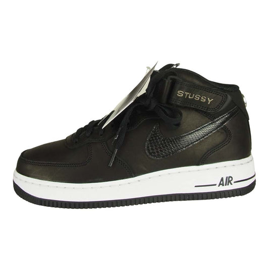 NIKE ナイキ DJ7840-001 Stussy AIR FORCE 1 Mid Black Black ステューシー エアフォース ワン ミッド ブラック系 26cm 【新古品】【未使用】【中古】
