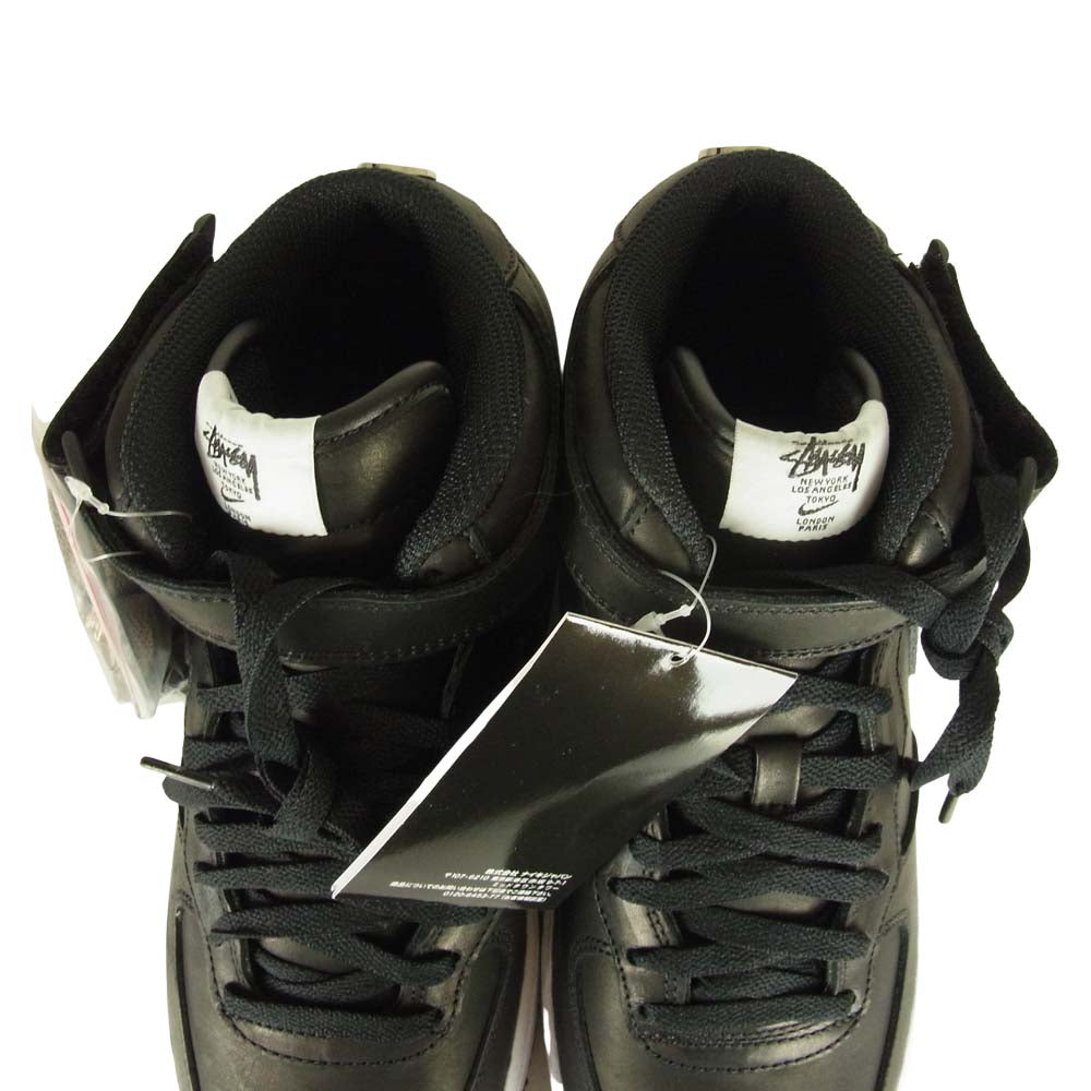 NIKE ナイキ DJ7840-001 Stussy AIR FORCE 1 Mid Black Black ステューシー エアフォース ワン ミッド ブラック系 26cm 【新古品】【未使用】【中古】