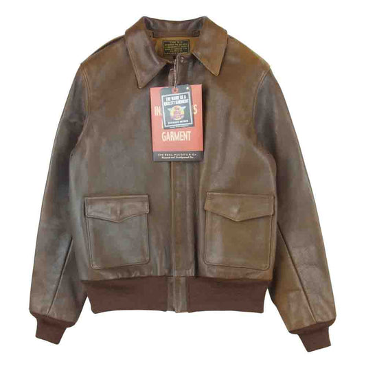 The REAL McCOY'S ザリアルマッコイズ MJ7101 TYPE A-2 ROUGH WEAR david d.doniger 実名 レザー ジャケット ブラウン系 38【中古】