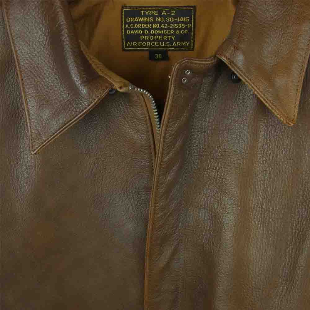 The REAL McCOY'S ザリアルマッコイズ MJ7101 TYPE A-2 ROUGH WEAR david d.doniger 実名 レザー ジャケット ブラウン系 38【中古】
