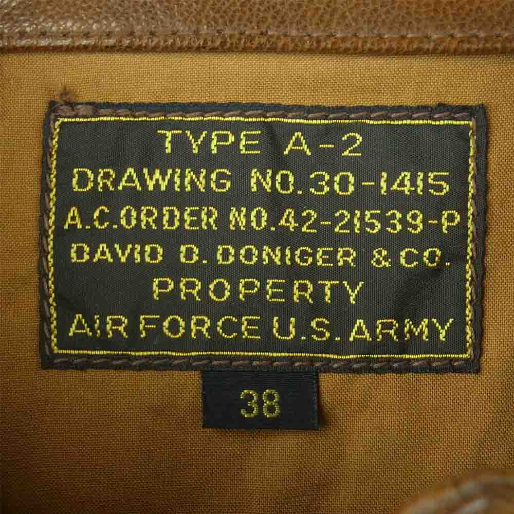 The REAL McCOY'S ザリアルマッコイズ MJ7101 TYPE A-2 ROUGH WEAR david d.doniger 実名 レザー ジャケット ブラウン系 38【中古】