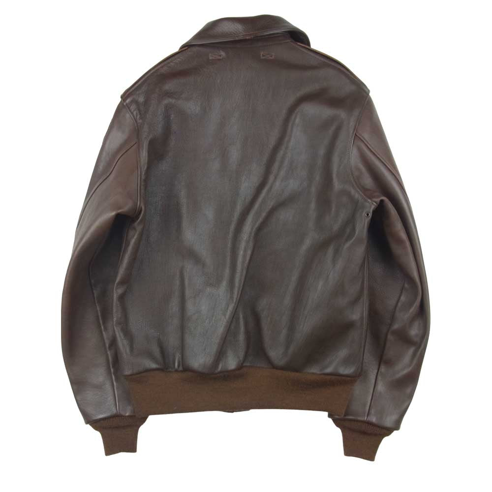 The REAL McCOY'S ザリアルマッコイズ MJ7103 TYPE A-2 JKT BLACK PIRATES ラフウエア 実名 ブラックパイレーツ レザー ジャケット ブラウン系 38【新古品】【未使用】【中古】