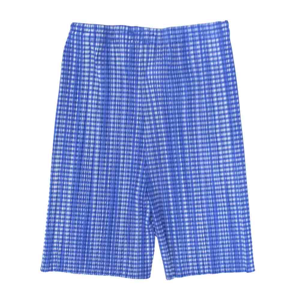 PLEATS PLEASE プリーツプリーズ イッセイミヤケ PP61-JF910 プリーツ加工 ギンガムチェック ショートパンツ ブルー系 3【美品】【中古】