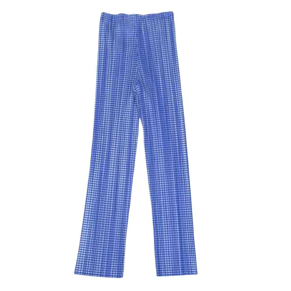 PLEATS PLEASE プリーツプリーズ イッセイミヤケ PP61-JF909 ギンガムチェック プリーツ加工 パンツ ブルー系 3【美品】【中古】
