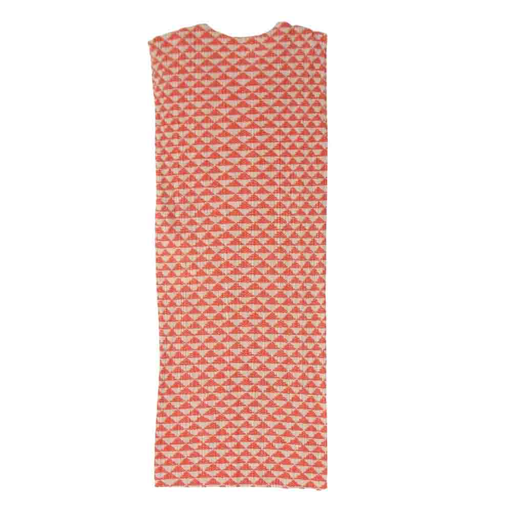 PLEATS PLEASE プリーツプリーズ イッセイミヤケ PP82-JH576 プリーツ加工 トライアングル柄 フレンチスリーブ ワンピース オレンジ レッド系 3【美品】【中古】