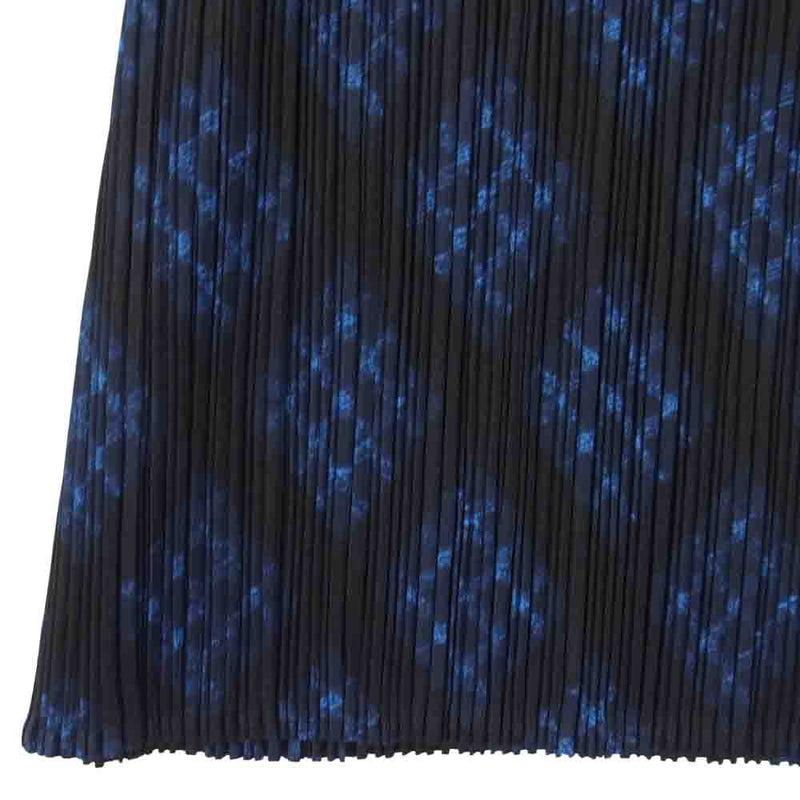 ꧁ プリーツプリーズ꧂バイアスチェック　ロングスカート　 黒✖️青 S　日本製