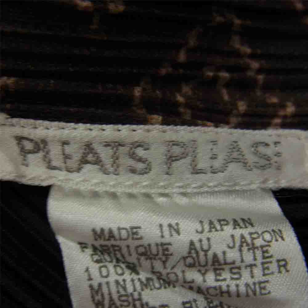 PLEATS PLEASE プリーツプリーズ イッセイミヤケ PP86-JH941 プリーツ加工 総柄 ボトルネック ノースリーブ ワンピース ブラウン ブラウン系 3【美品】【中古】