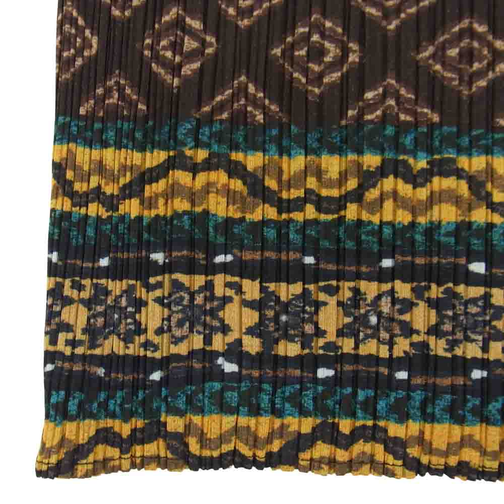 PLEATS PLEASE プリーツプリーズ イッセイミヤケ PP86-JH941 プリーツ加工 総柄 ボトルネック ノースリーブ ワンピース ブラウン ブラウン系 3【美品】【中古】