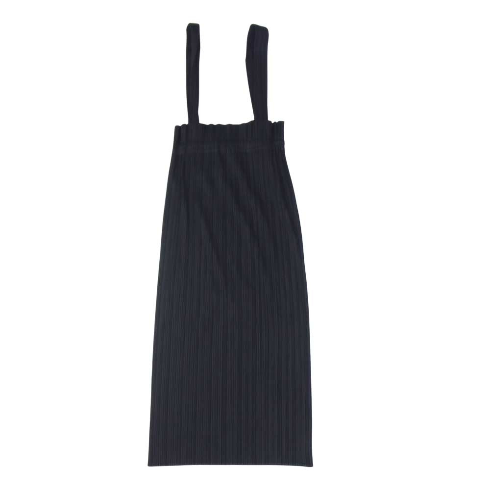 ISSEY MIYAKE イッセイミヤケ PP05-JG625 プリーツ加工 サスペンダー付き サロペット ロング スカート 黒 ブラック系 L【中古】