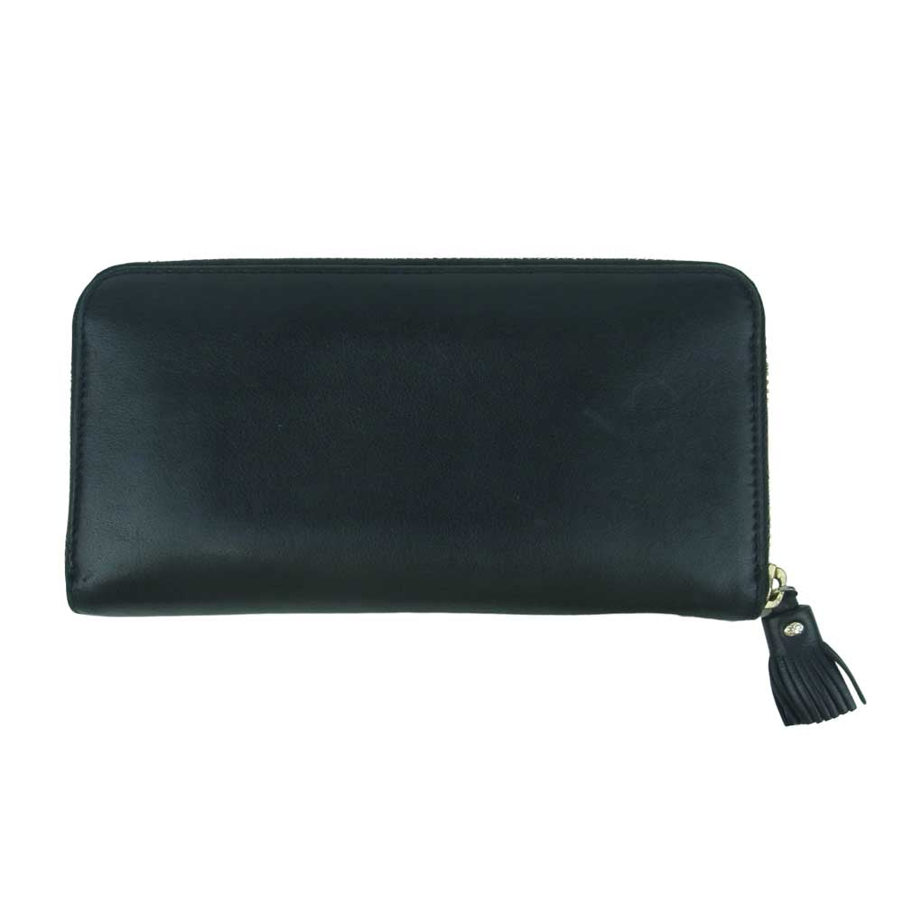 Anya Hindmarch アニヤ・ハインドマーチ FAITHFUL LARGE ZIP ROUND WALLET ラウンド ファスナー 牛革 レザー 長財布 ブラック系【中古】