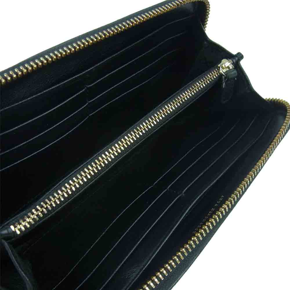 Anya Hindmarch アニヤ・ハインドマーチ FAITHFUL LARGE ZIP ROUND WALLET ラウンド ファスナー 牛革 レザー 長財布 ブラック系【中古】