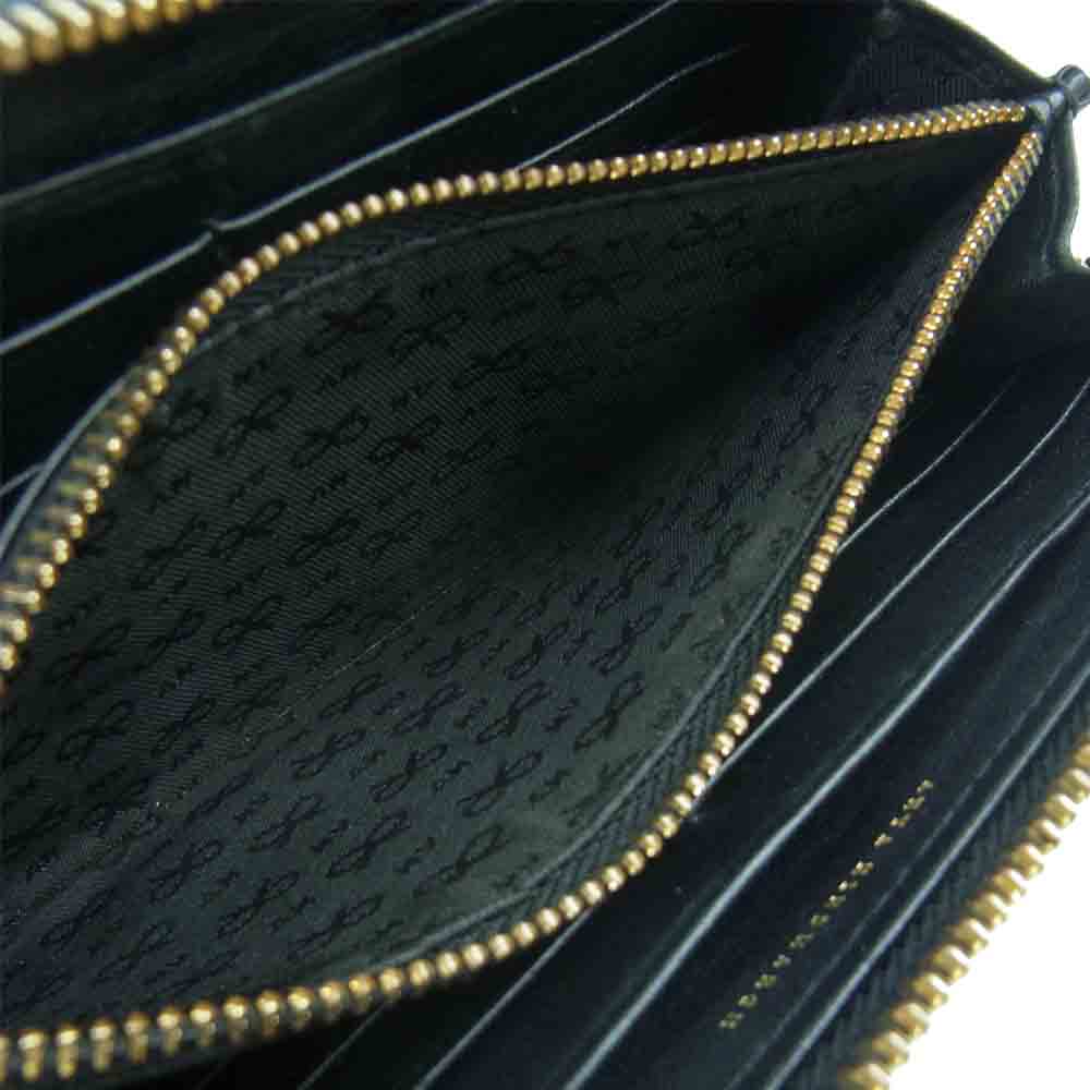 Anya Hindmarch アニヤ・ハインドマーチ FAITHFUL LARGE ZIP ROUND WALLET ラウンド ファスナー 牛革 レザー 長財布 ブラック系【中古】