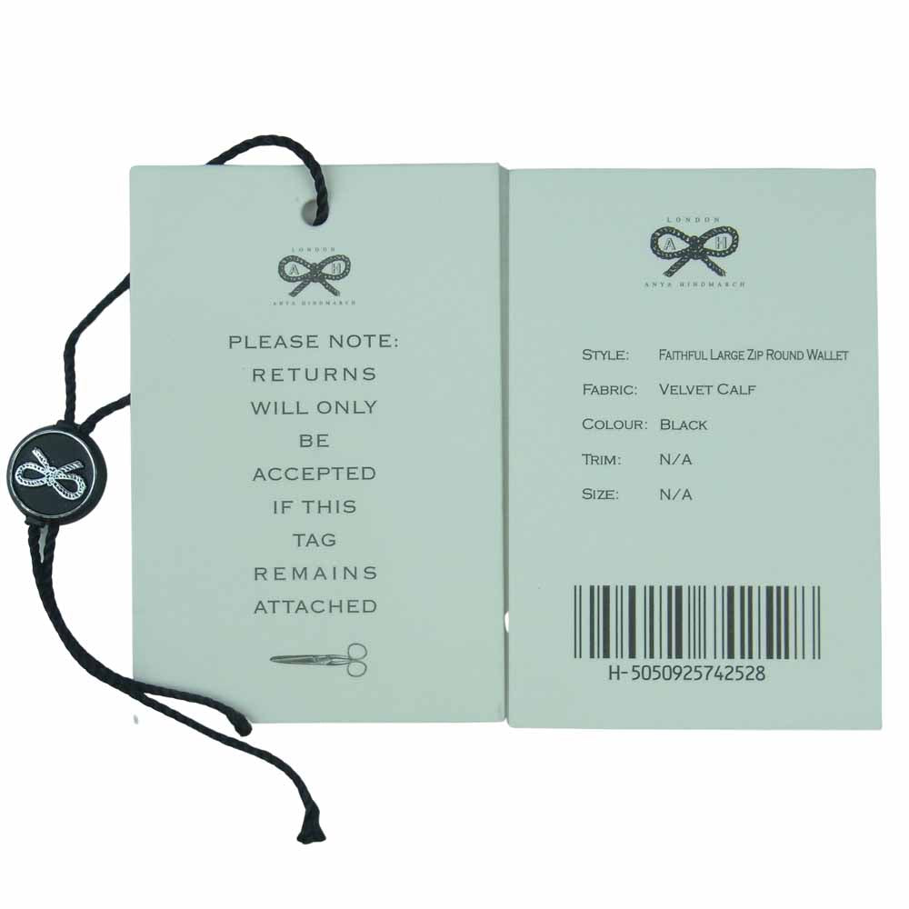Anya Hindmarch アニヤ・ハインドマーチ FAITHFUL LARGE ZIP ROUND WALLET ラウンド ファスナー 牛革 レザー 長財布 ブラック系【中古】