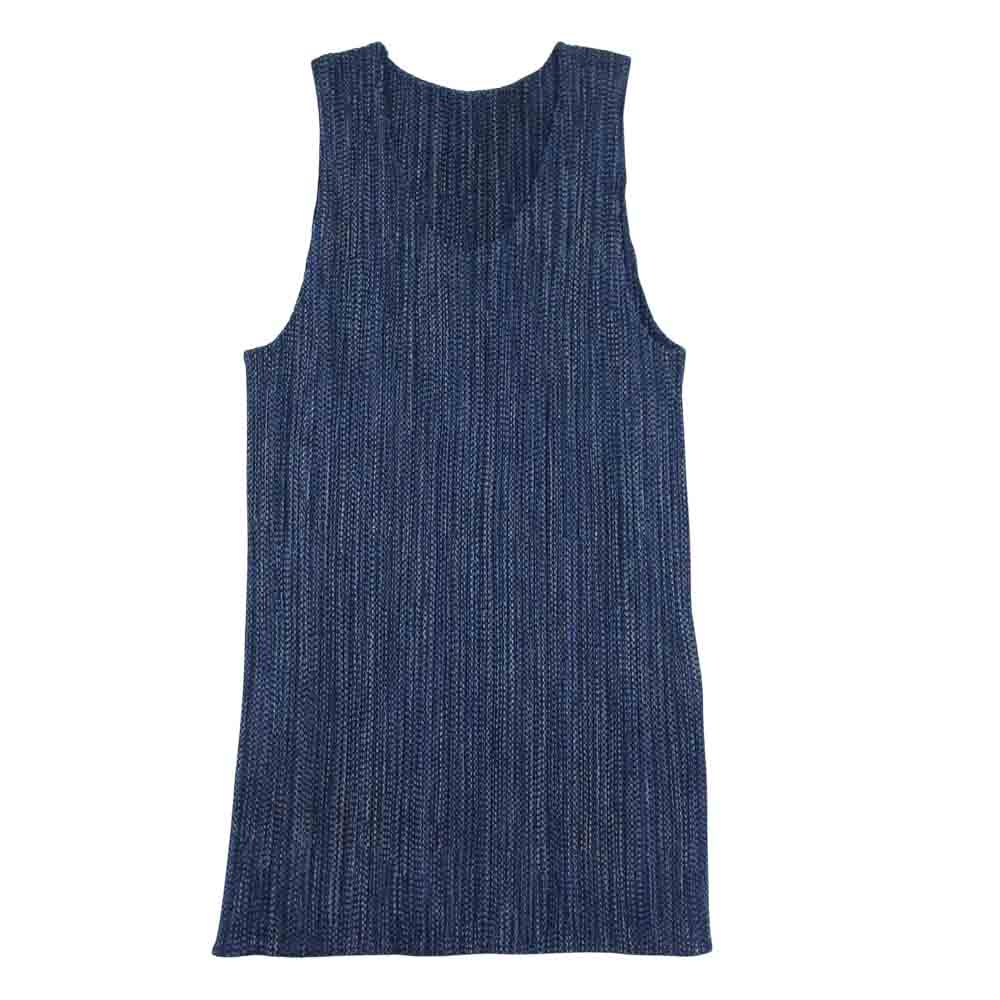 PLEATS PLEASE プリーツプリーズ イッセイミヤケ PP63-JK500 プリーツ加工 総柄 ノースリーブ キャミソール  ネイビー系 F【美品】【中古】