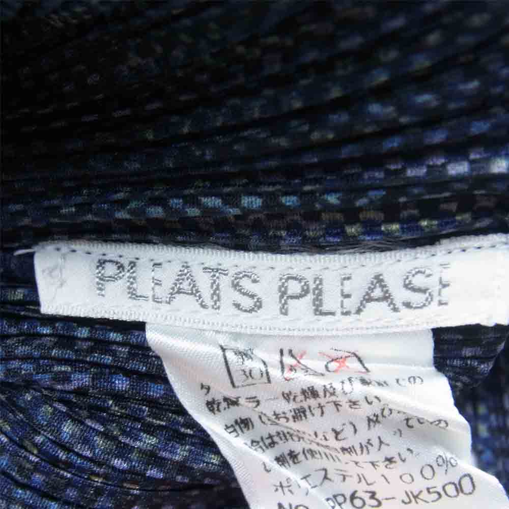 PLEATS PLEASE プリーツプリーズ イッセイミヤケ PP63-JK500 プリーツ加工 総柄 ノースリーブ キャミソール  ネイビー系 F【美品】【中古】